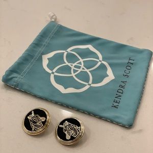 Kendra Scott Black Zebra Clip on Earrings